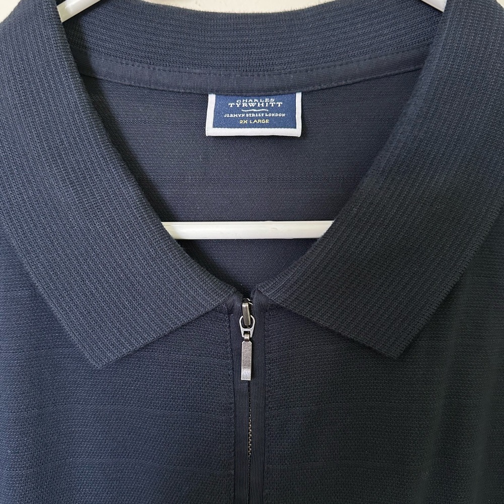 Charles Tyrwhitt Navy 1/4 Zip Polo - 2XL - Picture 3 of 3
